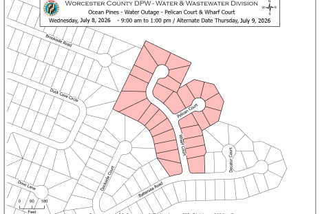 Public Notice - Ocean Pines Area Water Outage July 8 on Pelican Court and Wharf Court